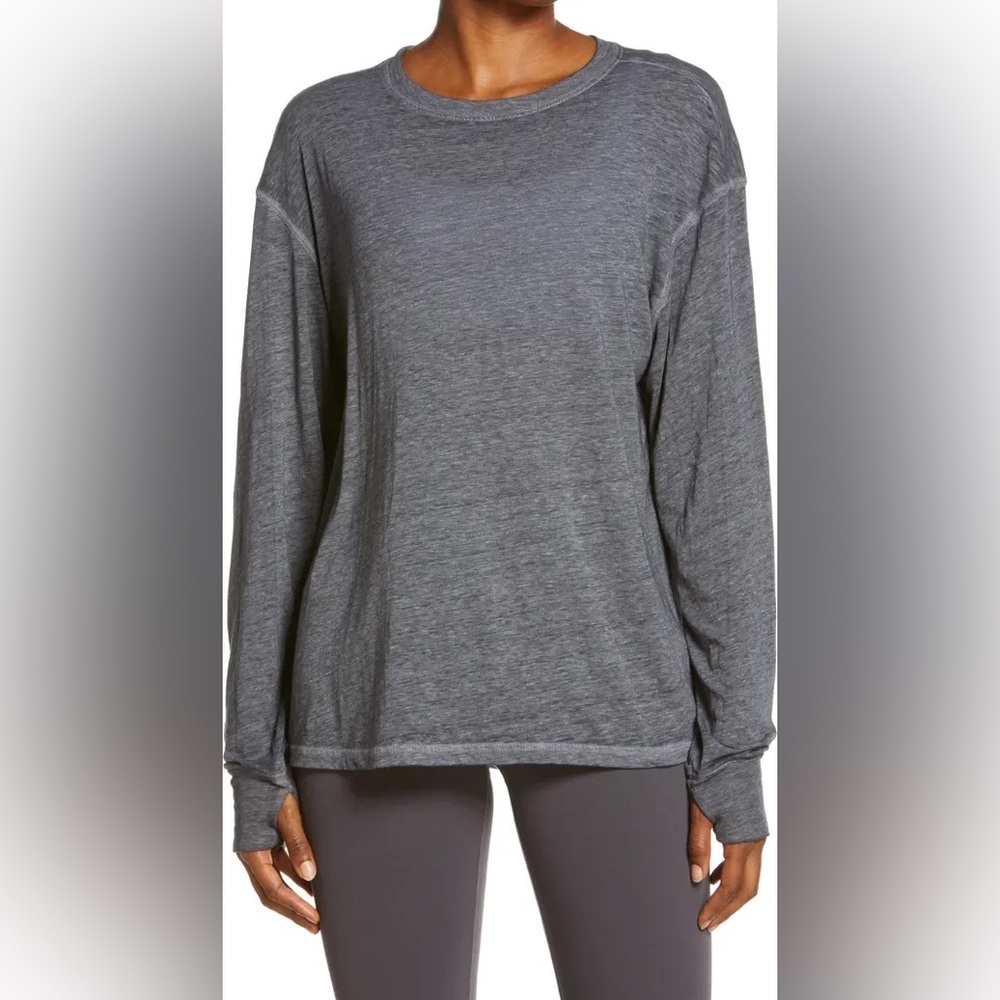 Free People Keep Rolling Long Sleeve T-Shirt - Grey